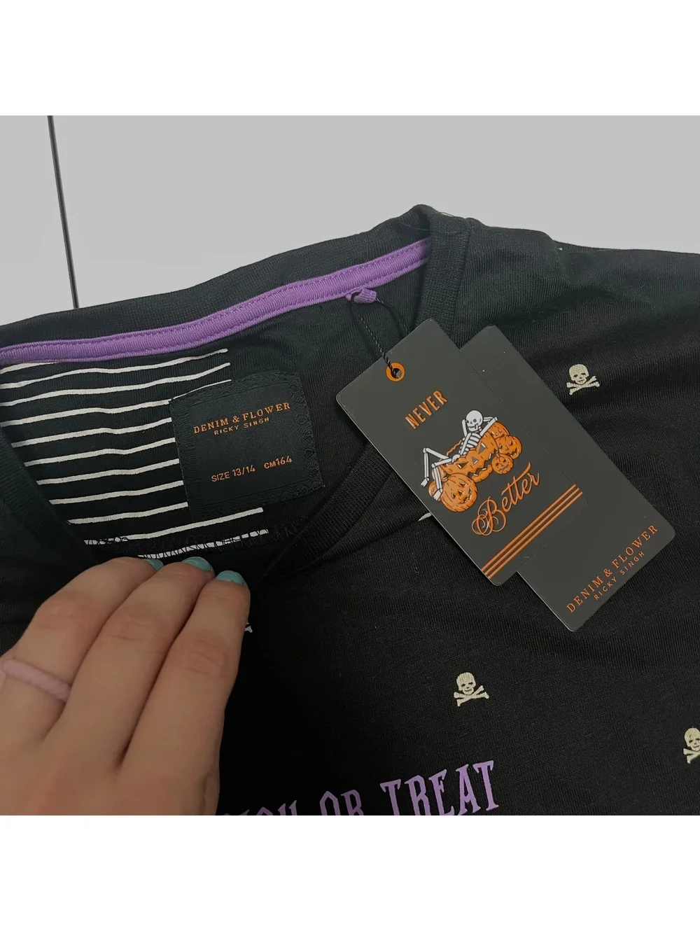 Denim & Flower Boy's Size 13/14 Trick or Treat Halloween Long Sleeve Tee Shirt